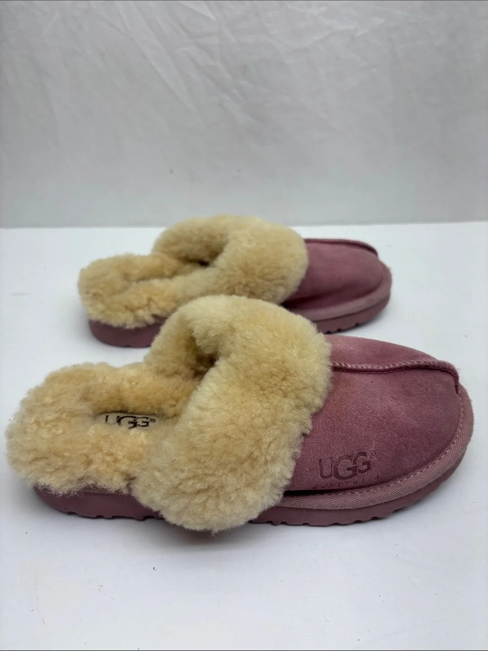 Ugg Cozy Shearling-Lined Pink Slippers, size 12 for toddler girl, box 44
